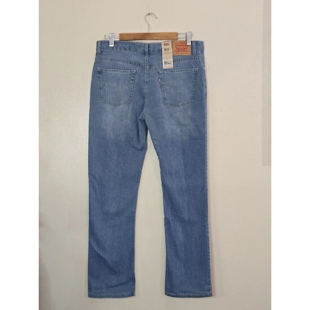Levis 511 Slim Fit Jeans Mens 30x30 Light Wash Stretch Denim NWT